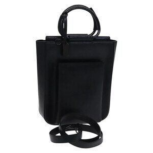 GUCCI Hand Bag Leather 2way Black